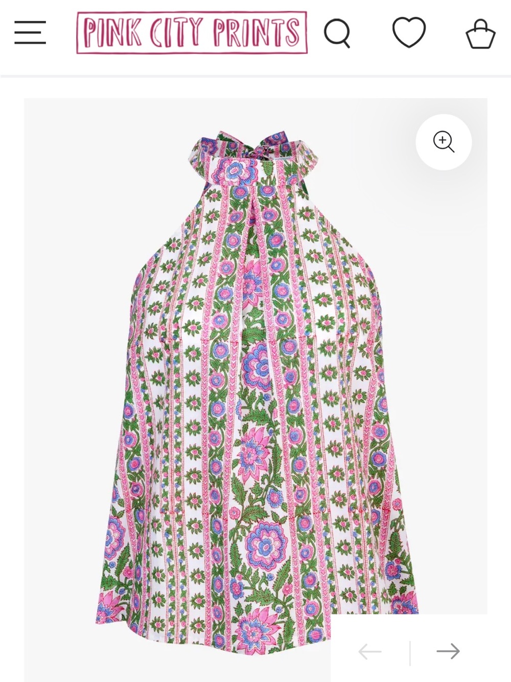 Pink city prints Julia Pink Floral Halter Neck Top xxs